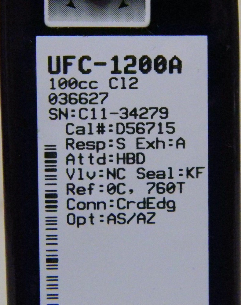 Unit UFC-1200A Mass Flow Controller, Gas- C12, Range- 100 CC, Used