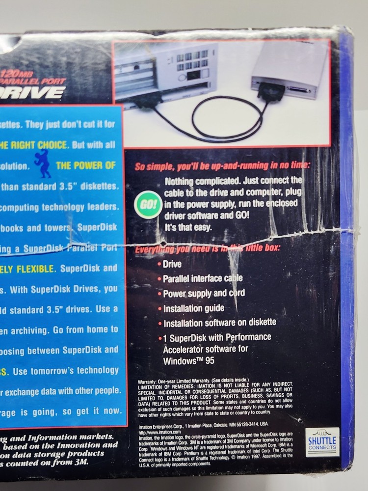 Imation Super Disk™ 120MB Drive Parallel Port for Windows New Sealed