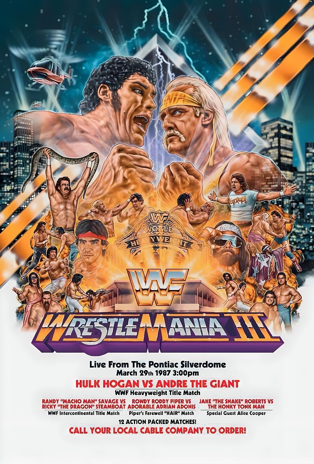 11.69x16.54 Hulk Hogan WWE Poster WrestleMania III Andre The Giant vs Hulk Hogan