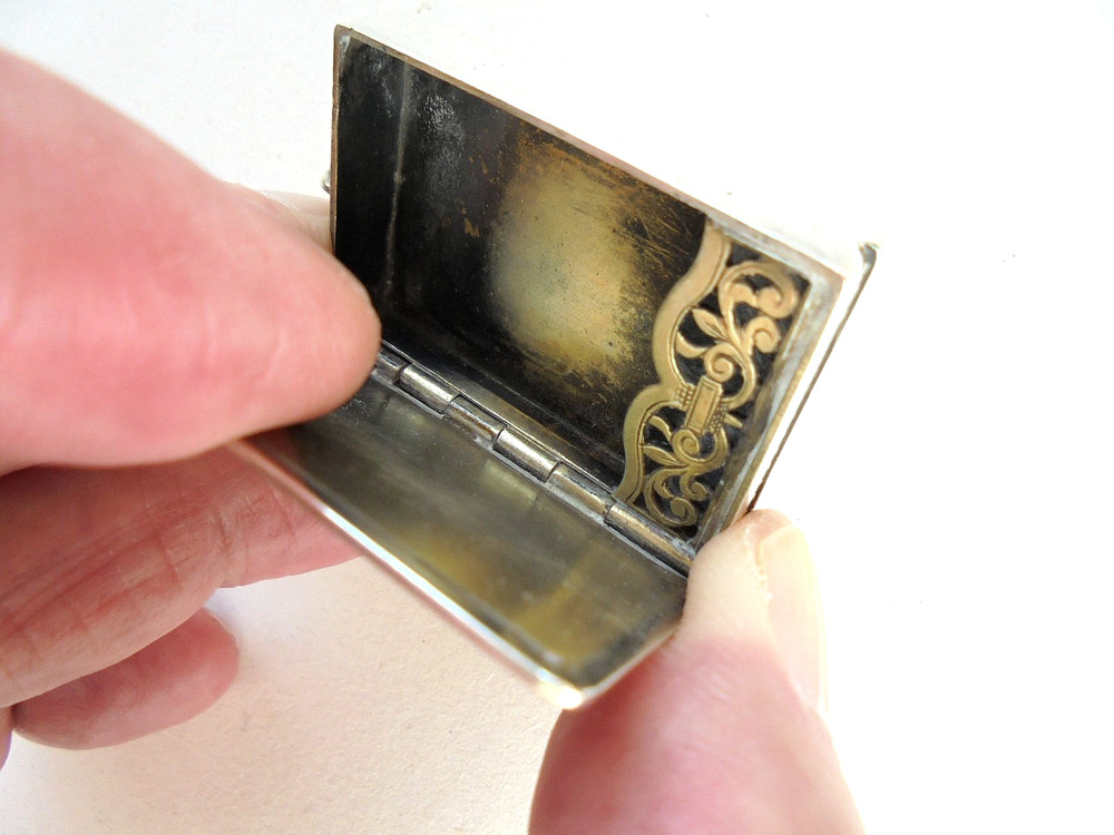 Antique Silver Enamel Flag Vesta Case