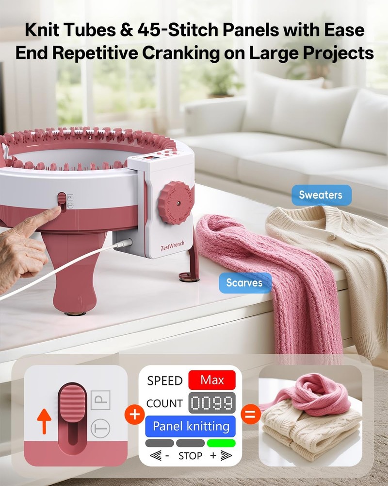 Zestwrench Electric Knitting Machine Adapter Sentro 48-Needle LCD Panel Circular