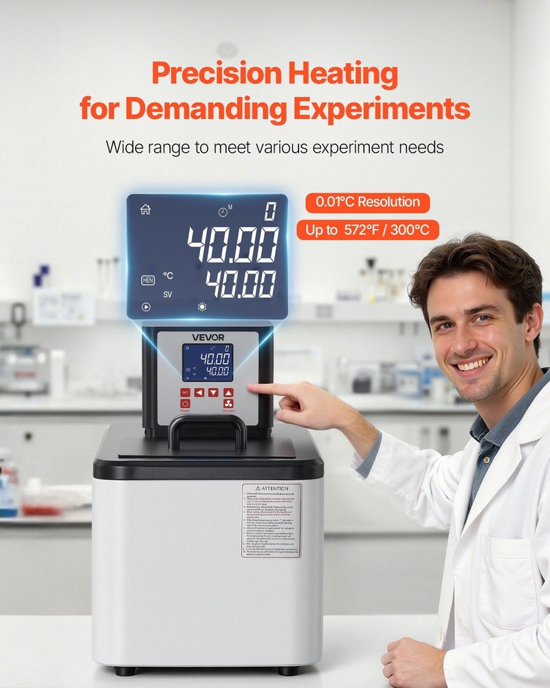 15L Lab Heating Circulator, 300°C, 0.01°C Accuracy, Internal/External Flow