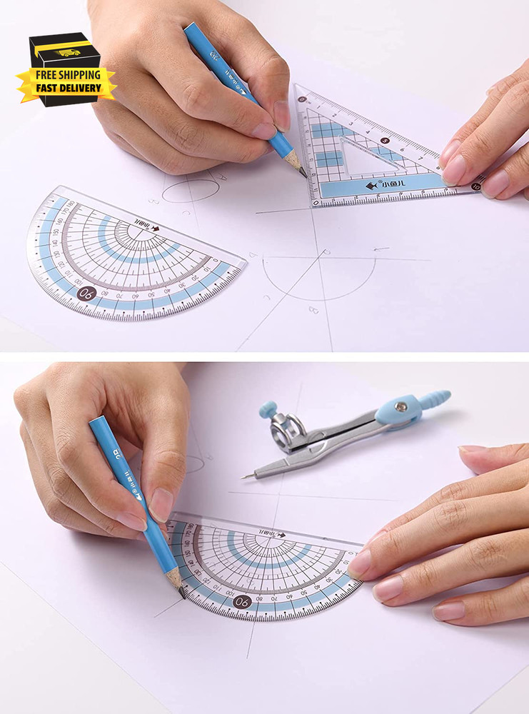 8 Pcs Compass/Math Set for Students with Shatterproof Storage Box, Geometry Set