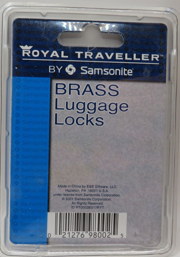 Samsonite Luggage Lock Set Royal Traveller Solid Brass Bag Protection RT0002BS