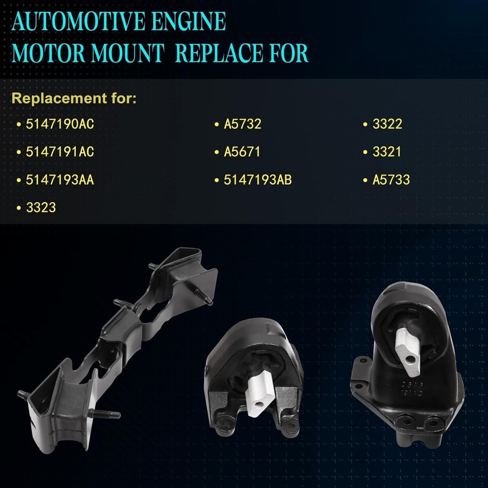 3PCS,Engine Motor Mount & Trans Mount Compatible with Wrangler 2012-2017, Wra...