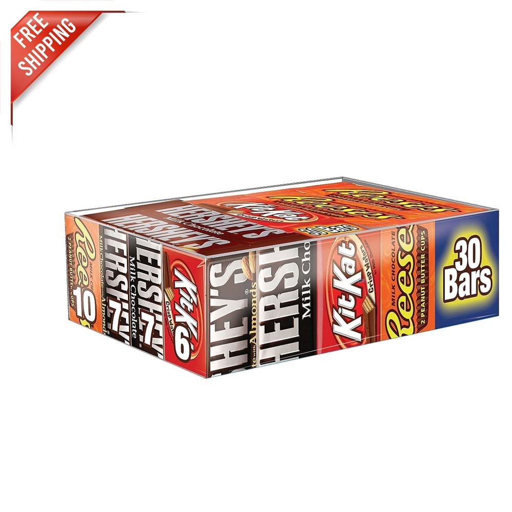 Hershey Assorted Candy Bars - 45 oz Bulk Pack of 30 KIT KAT & REESE'S Chocolates