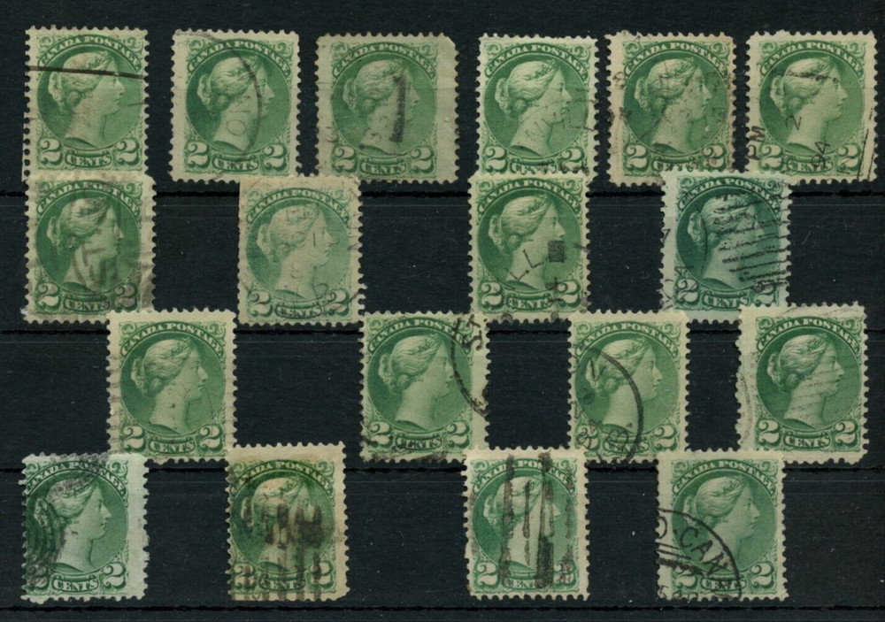 🍁TWO cent x 18 Small Queens used Canada