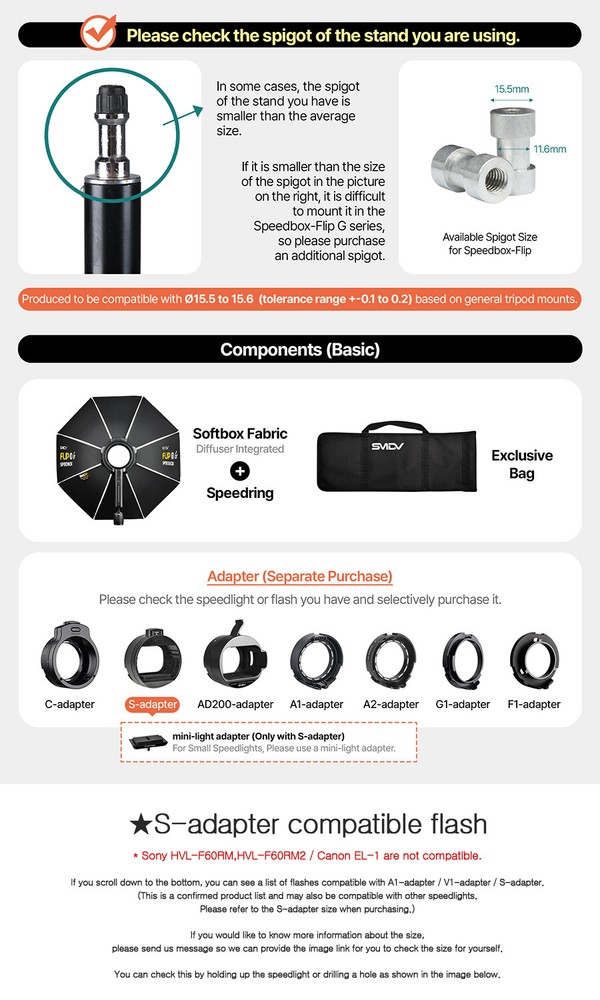 SMDV SPEED-BOX FLIP32G Quick Soft-box Diffuser for S-Light S-Lite Quantum Flash