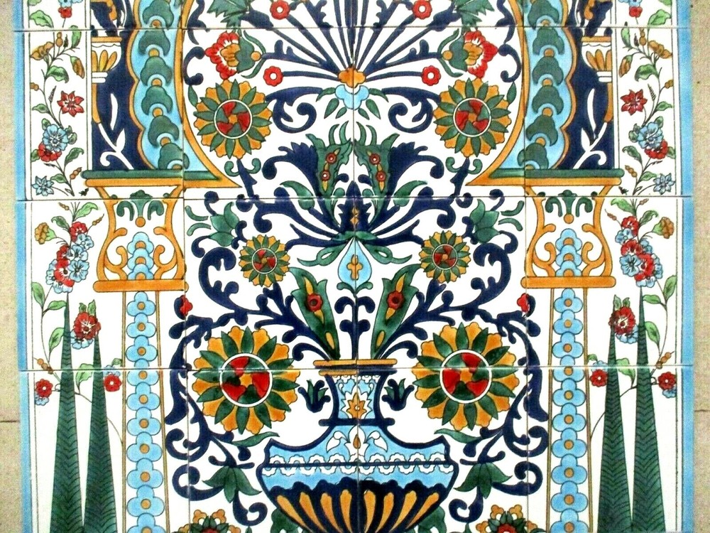 24" x 36" Hand painted Ceramic tile art panel Mosaic wall mural Backsplash