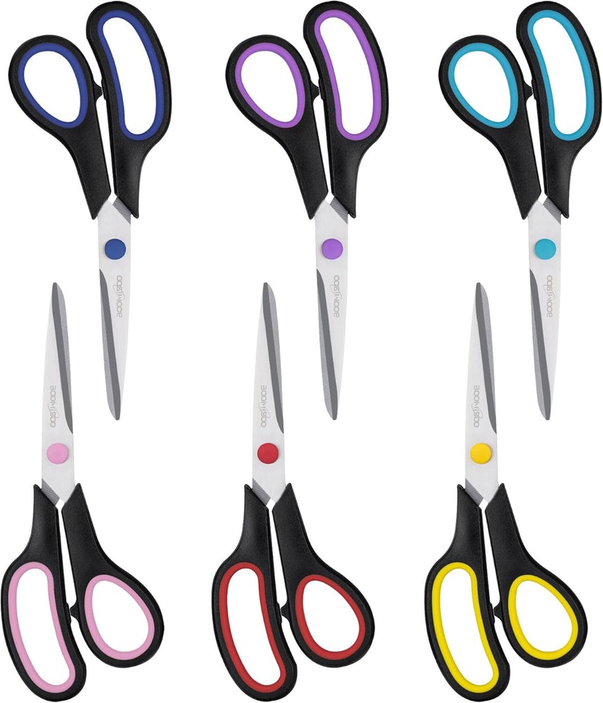 6 pack 8" Scissors All Purpose Multipurpose Sewing Home Craft School Right/Left