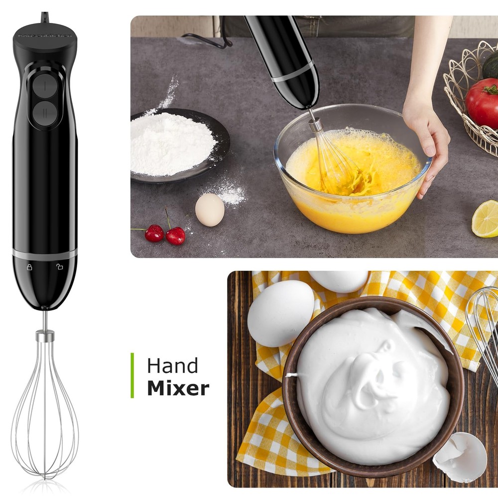 Immersion Blender Handheld, 2 Mixing Speed Hand Blender with Sharp Blades, 3-...
