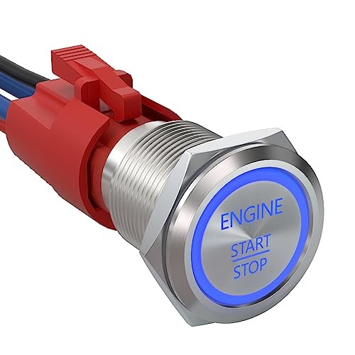 Push Start Ignition Switch, Off-(ON) Instant Silver Shell-Blue ENGINE START