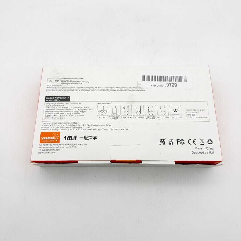 1Mii B06TX Long Range Bluetooth 5.2 Transmitter TV PC Projector To Wireless New