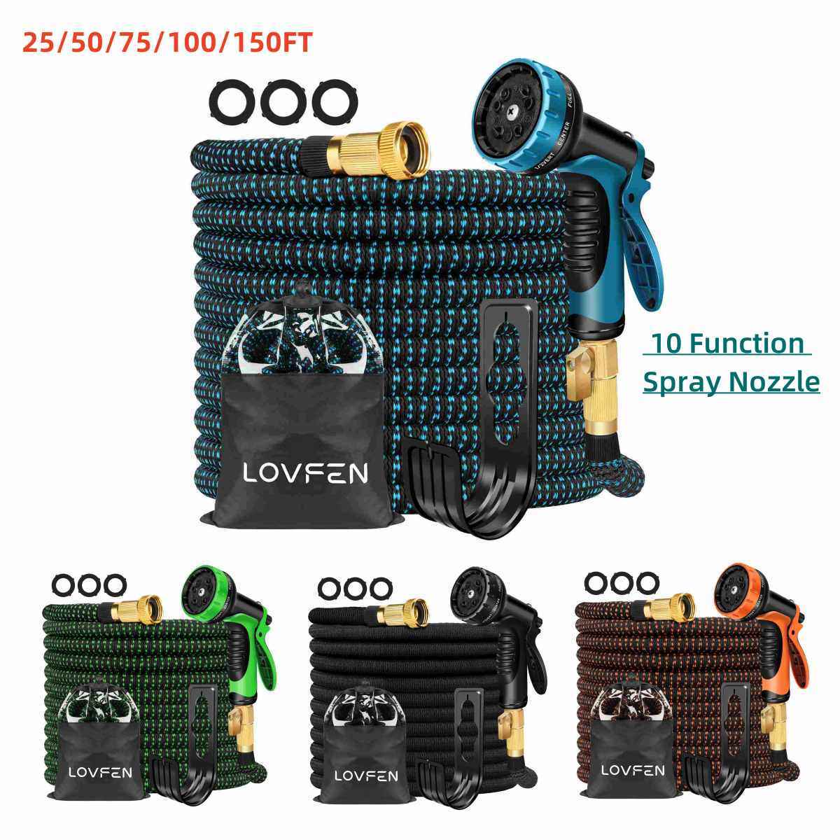 Durable Lightweight 3X Expandable Flexible Garden Water Hose 25/50/75/100/150ft