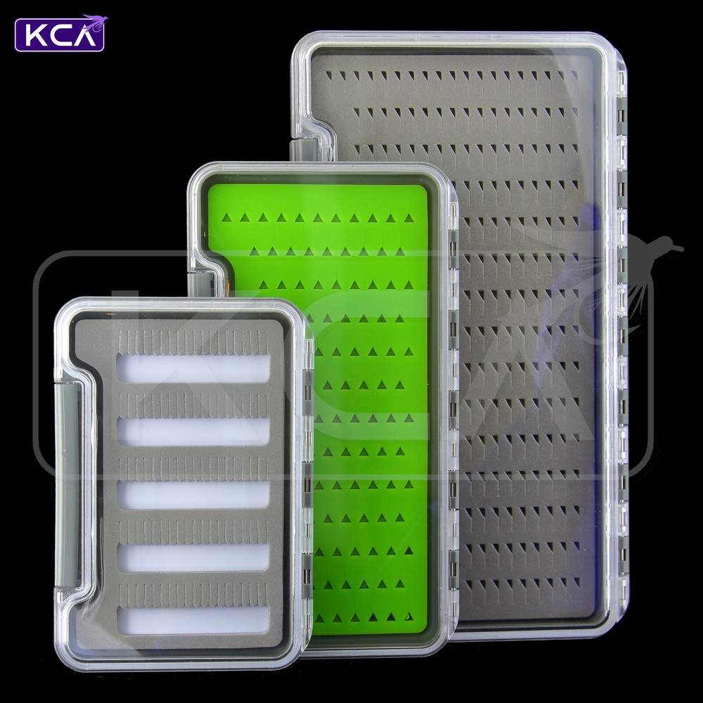 KCA Slim Fly Box, Waterproof, Clear Lid, 3 Sizes, 3 Inserts