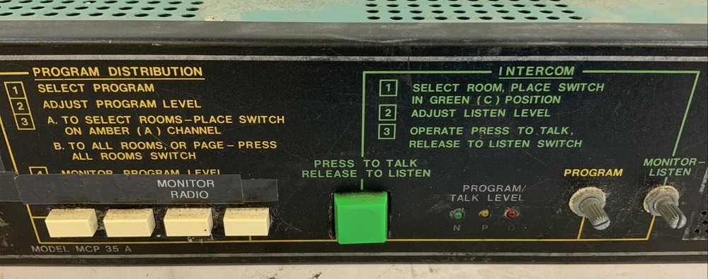 Bogen MCP35A Intercom Master Control Panel 35W-N1A