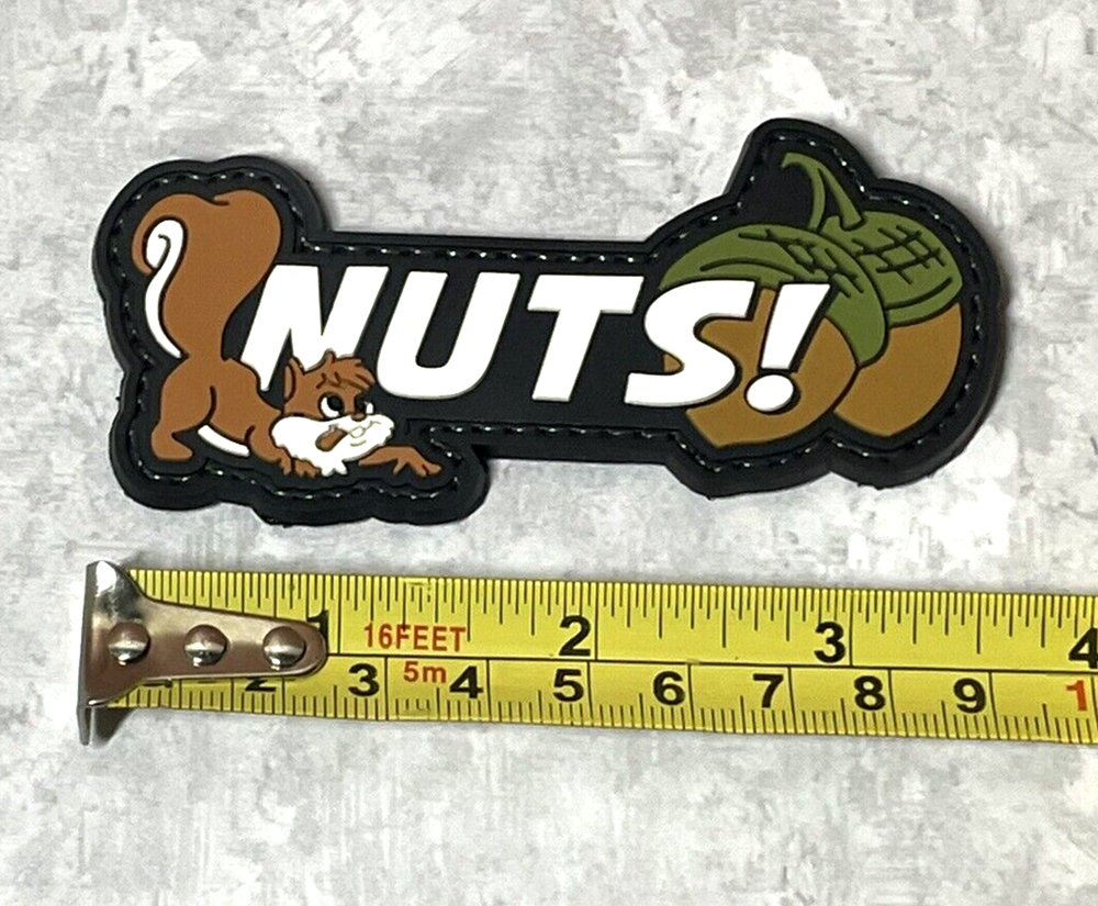 Squirrel Nuts Tactical Morale PVC Patch, Funny Nuts Rubber PVC Patch Hook Back