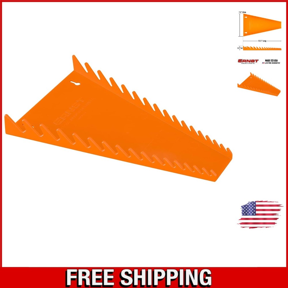 Compact Wrench Storage Solution: Ernst Tray for 16 Standard Wrenches, Orange