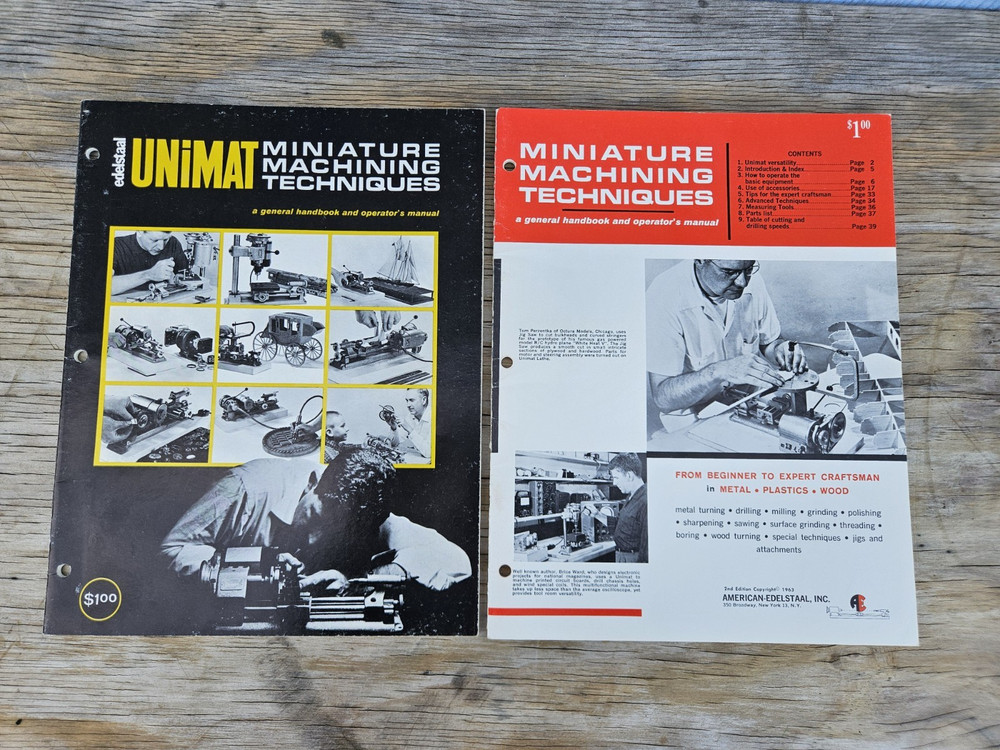 Unimat Lathe Manuals Miniature Machining Techniques Original Nice Shape