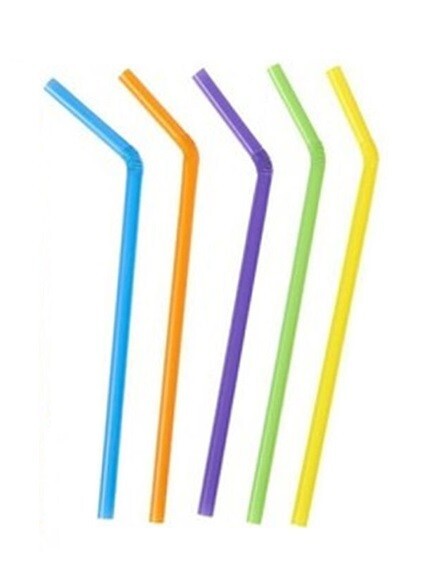 Flexible Plastic Drinking Straws (200 ct, Assorted Neon) Bendable Disposable