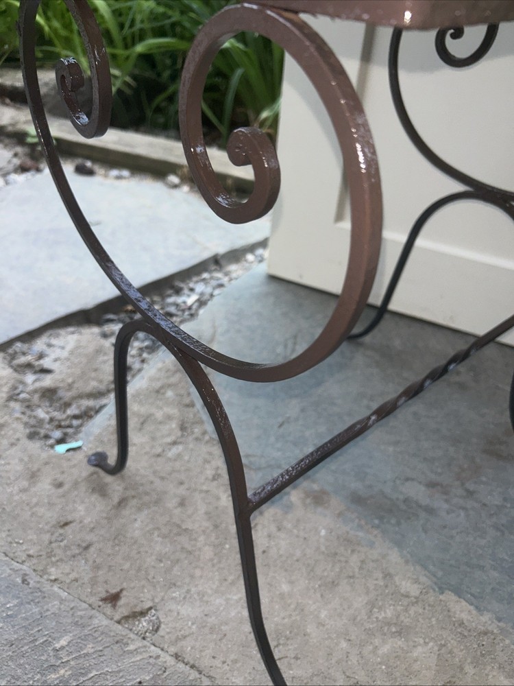 Complementary Pair NESTING Neoclassical Style Wrought Iron Glass Top Side Tables