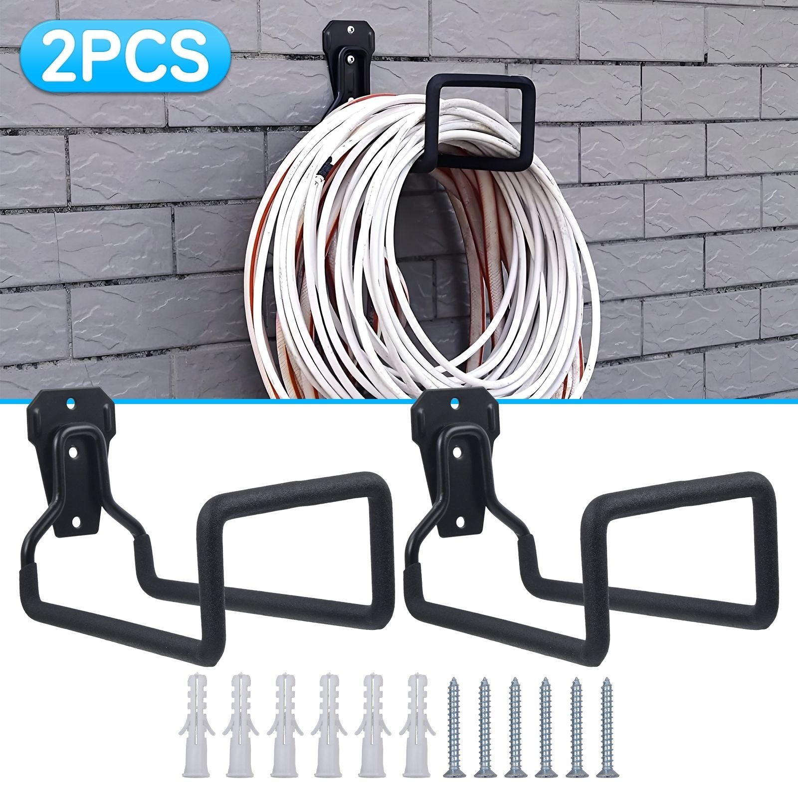 2PCS Garden Hose Pipe Holder - Heavy Duty Hanger Wall Mounted Water Hose Bracket