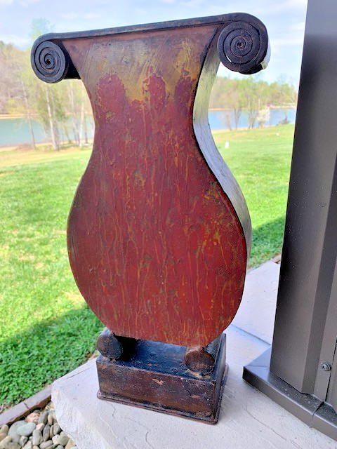 Vintage Heavy Metal Umbrella Stand 18" Tall Rustic Pattern