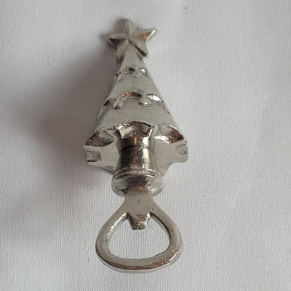 Silver Tone Metal Christmas Tree Bottle Opener