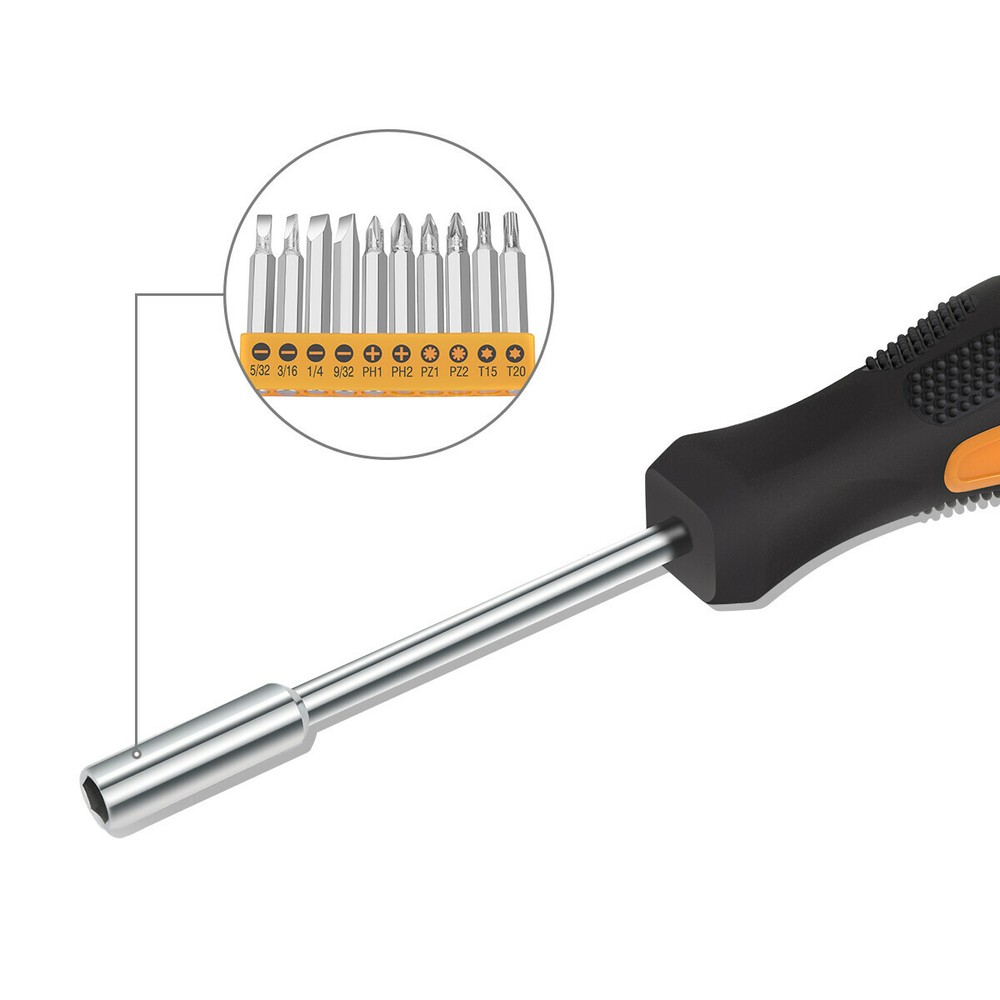 Orange Portable Household Toolbox Cordless Drill+Bits 27-Piece Hand Tool Package
