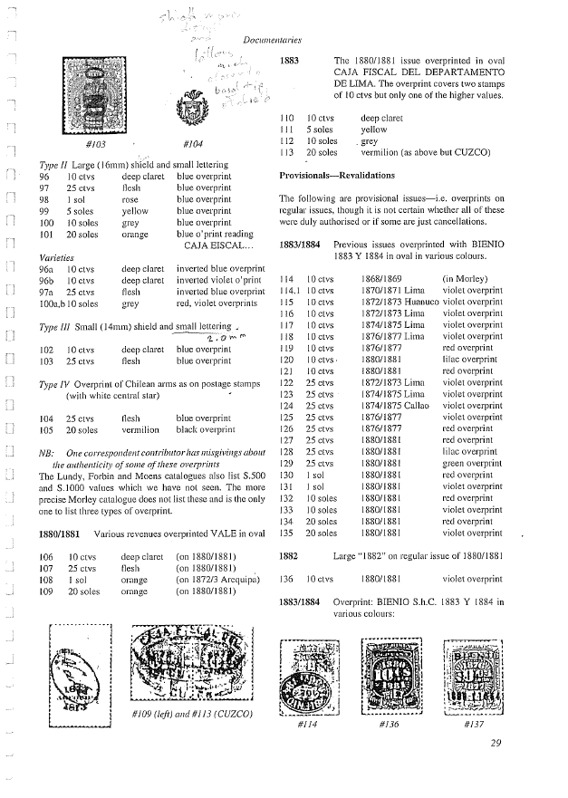 THE REVENUE STAMPS OF PERU Catalogue Scarce, 100 Page PDF