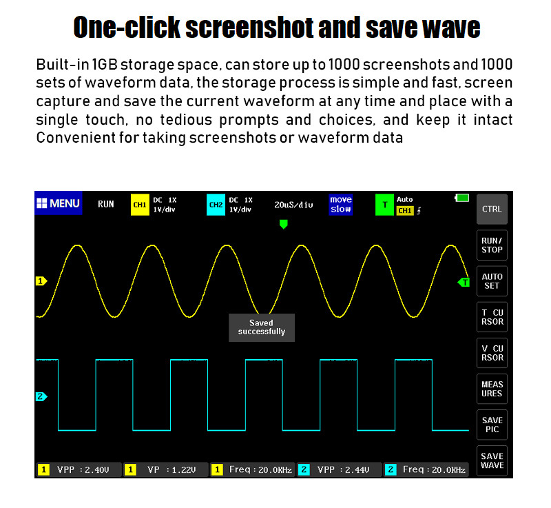 FNIRSI 1013D Dual Channel Touchable Panel Oscilloscope Mini 7" Touch Panel 2CH
