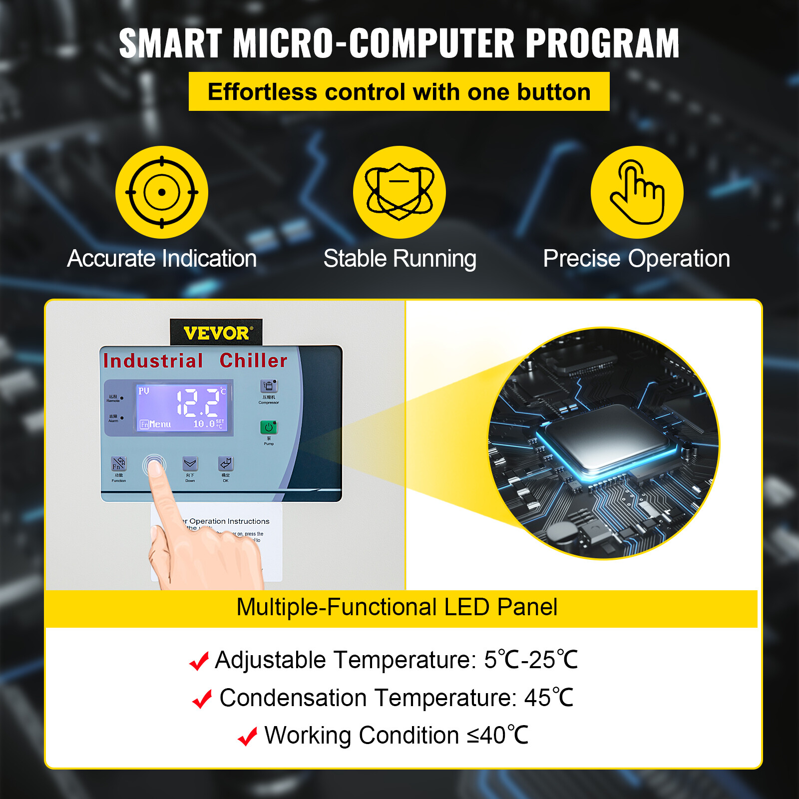 VEVOR 5 Ton Air-cooled Industrial Chiller 15KW LCD Display industrial Cooler