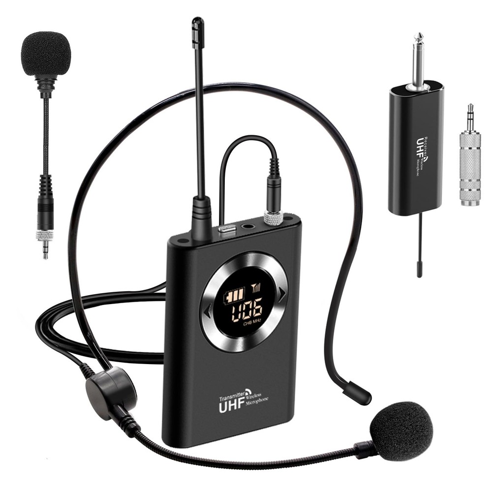 Wireless Microphone Headset, Head Mic Speaker System, UHF Professional U80-B