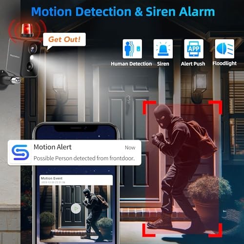 2K Security Cameras Wireless Outdoor Solar Battery Powered Camera 4 Pack Black