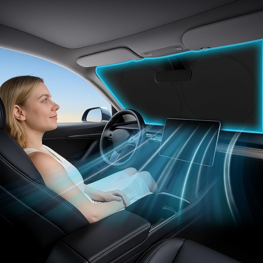 Car Windshield Sunshade | Innovative No-Light-Pass Technology for Maximum Pro...