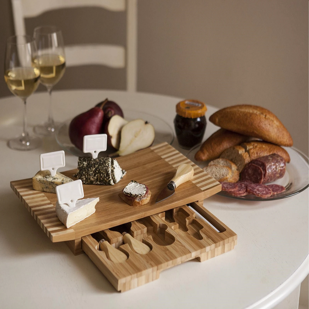 Picnic Time Concavo Bamboo Board and Cheese Tools Set