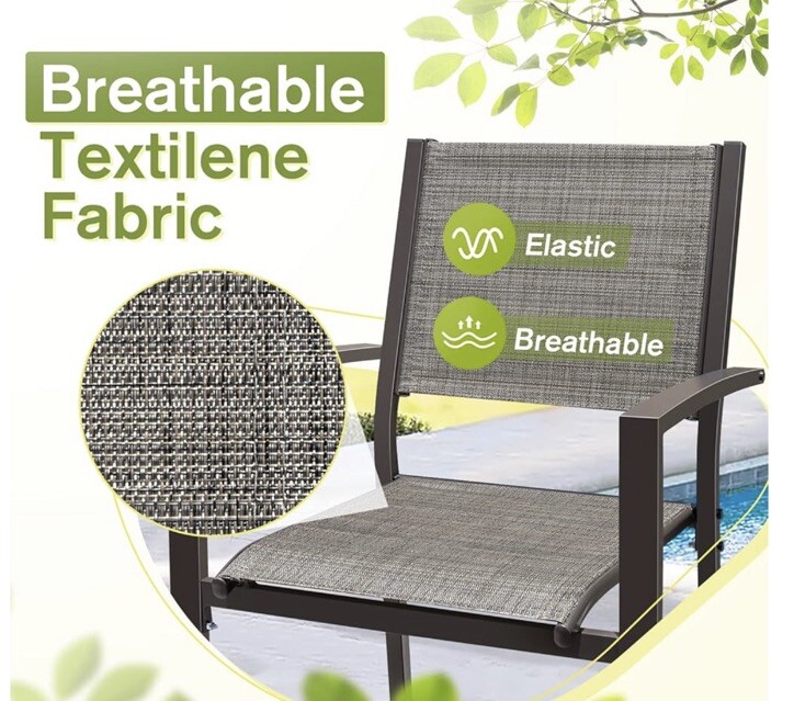 6 Stackable Textilene Chairs Grey New