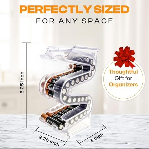 Battery Ladder Organizer Case for Batteries - Stackable or AAA 2 - Pack