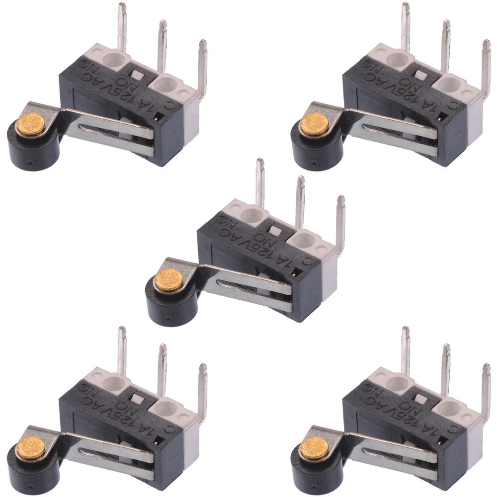 5 x Roller Lever Subminiature Horizontal PCB Microswitch SPDT 3A