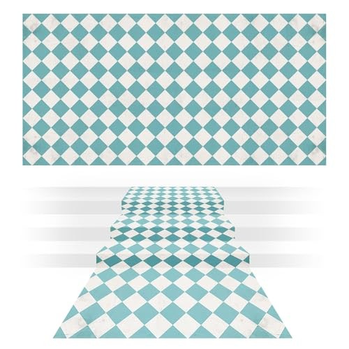 3 Pcs Wonderland Party Decoration 54 x 107 Inches White and Blue Green Aisle