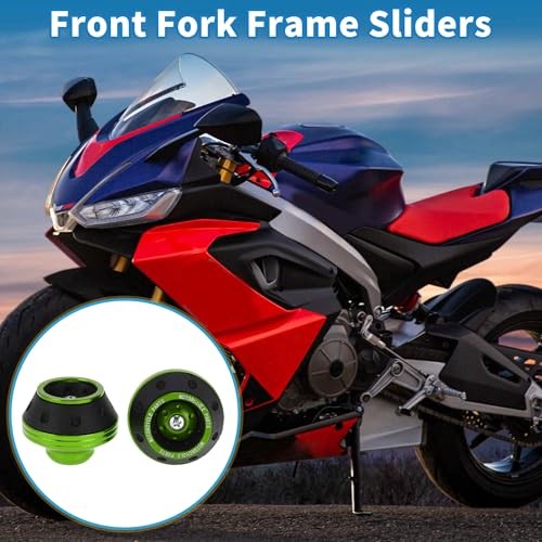Motorcycle Front Fork Frame Sliders Falling Protection Wheel Crash Green