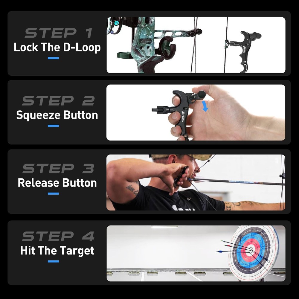 Best Bow Release for Compound Bow Aluminum 360Rotatable,Archery Trigger,for Both