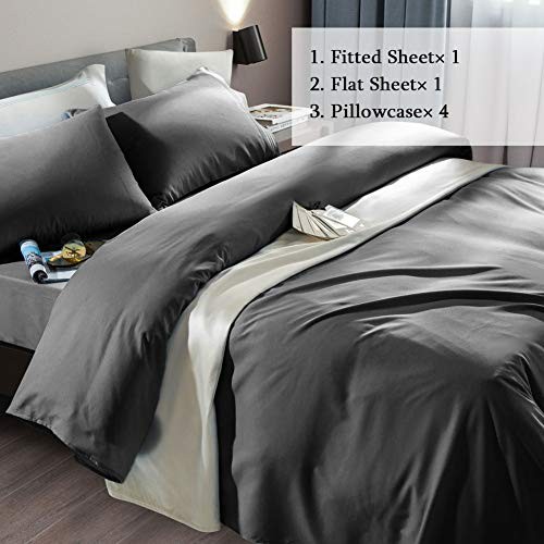 Bed Sheet Set Super Soft Microfiber 1800 Thread Count Luxury Queen Dark Grey