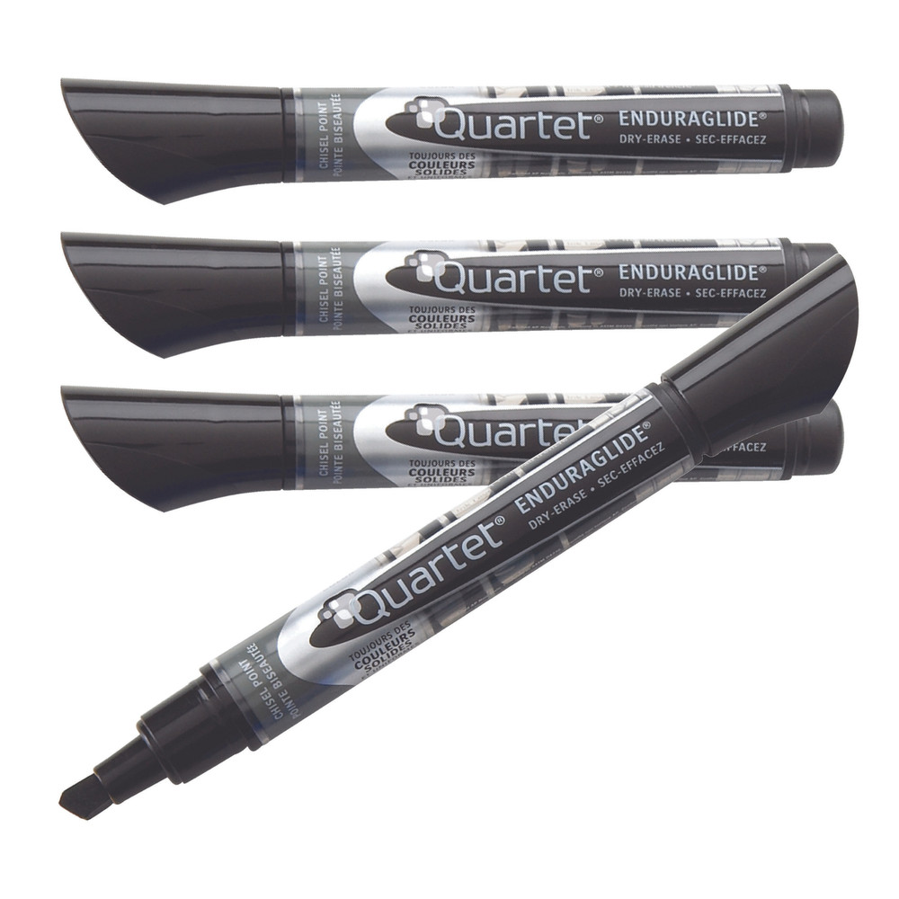 Quartet EnduraGlide Chisel Tip Dry-Erase Markers: Black, Chisel / 12-pack
