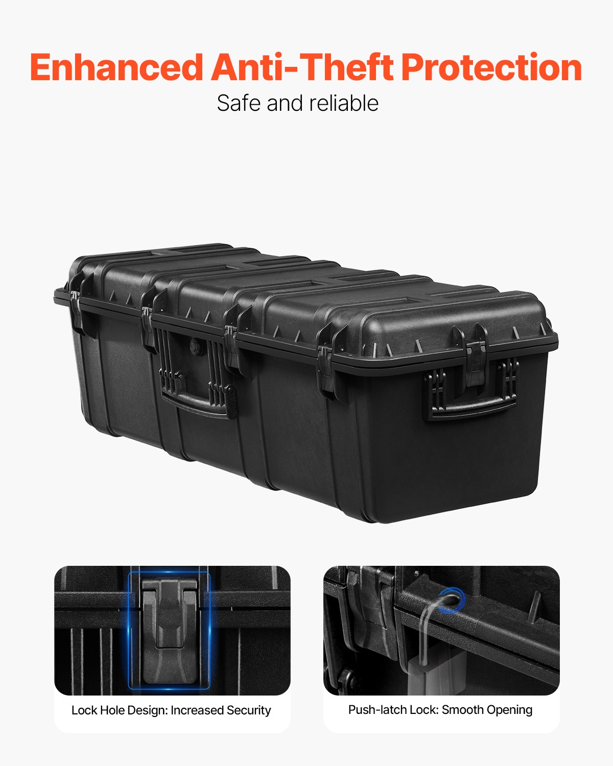 5.5 Cu.ft Weatherproof Hard Case with 3 Handles Large Capacity Case Black