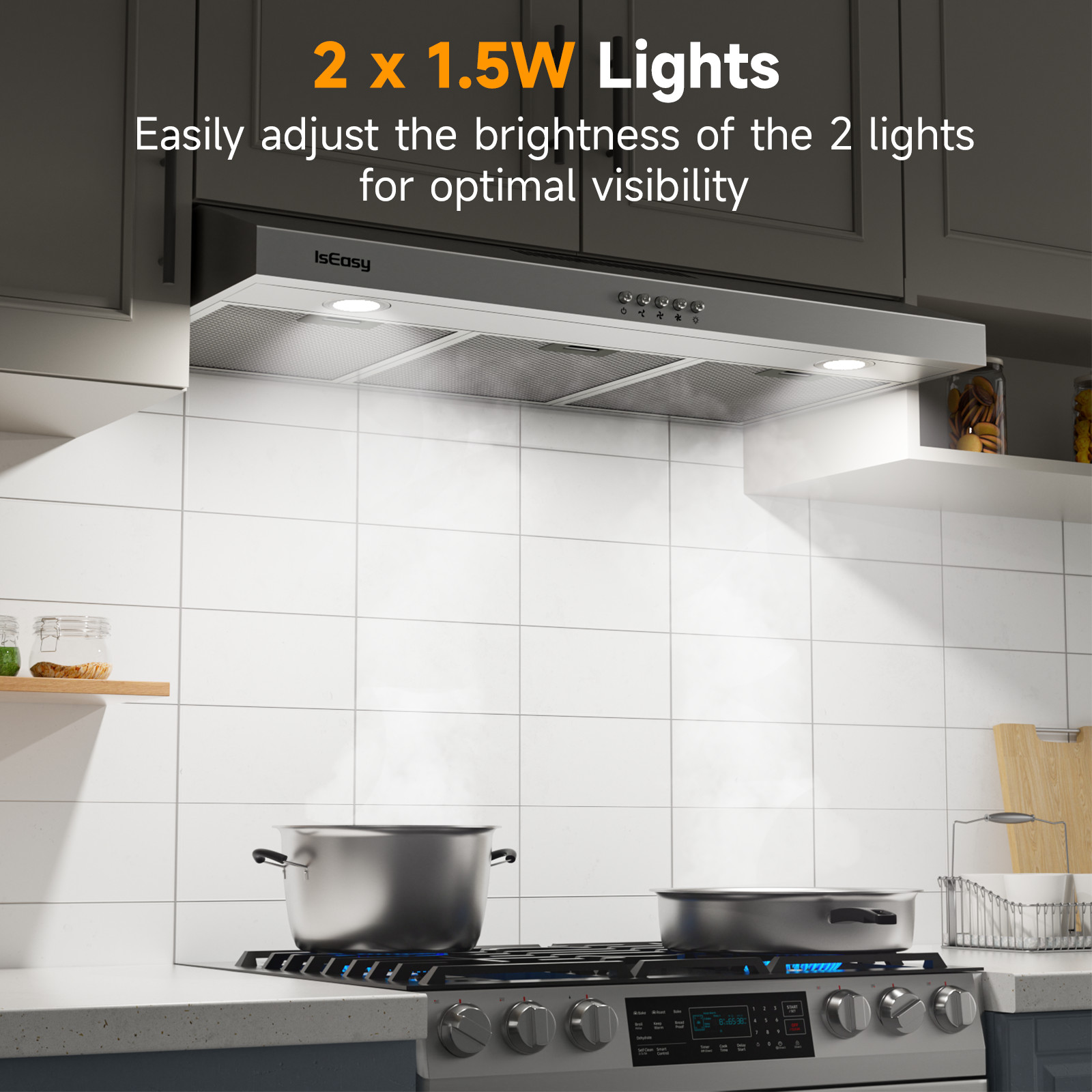 36 Inch Kitchen Range Exhaust Hood Fan Vent Stainless Steel Under Cabinet Mount#