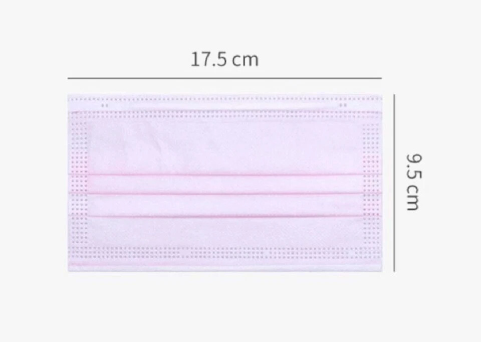 50/100 Pcs Pink Disposable Face Cover 3-Ply Filter Breathable Earloop Masks