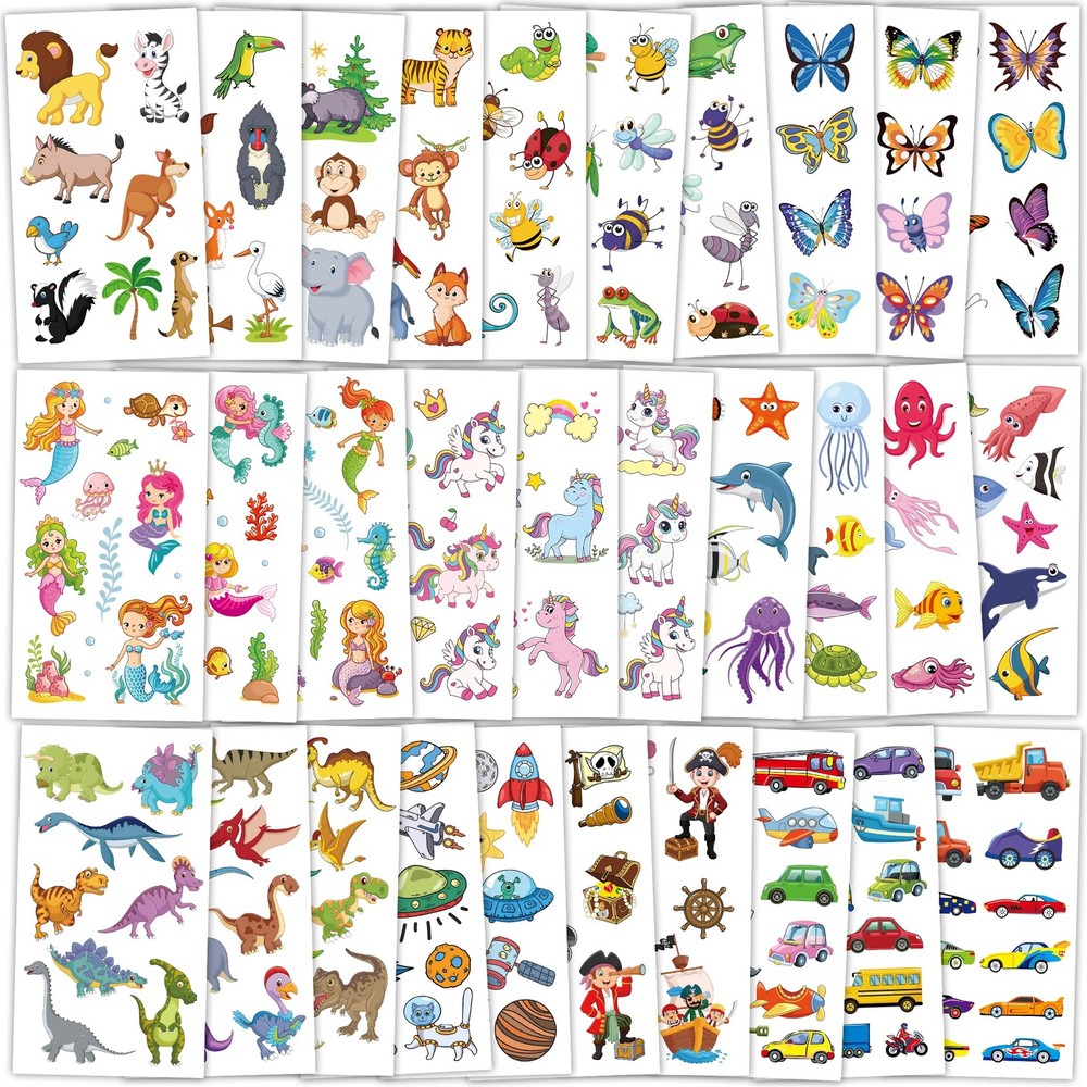 320 Patterns Temporary Tattoos, 36 Sheets Medium, Colorful