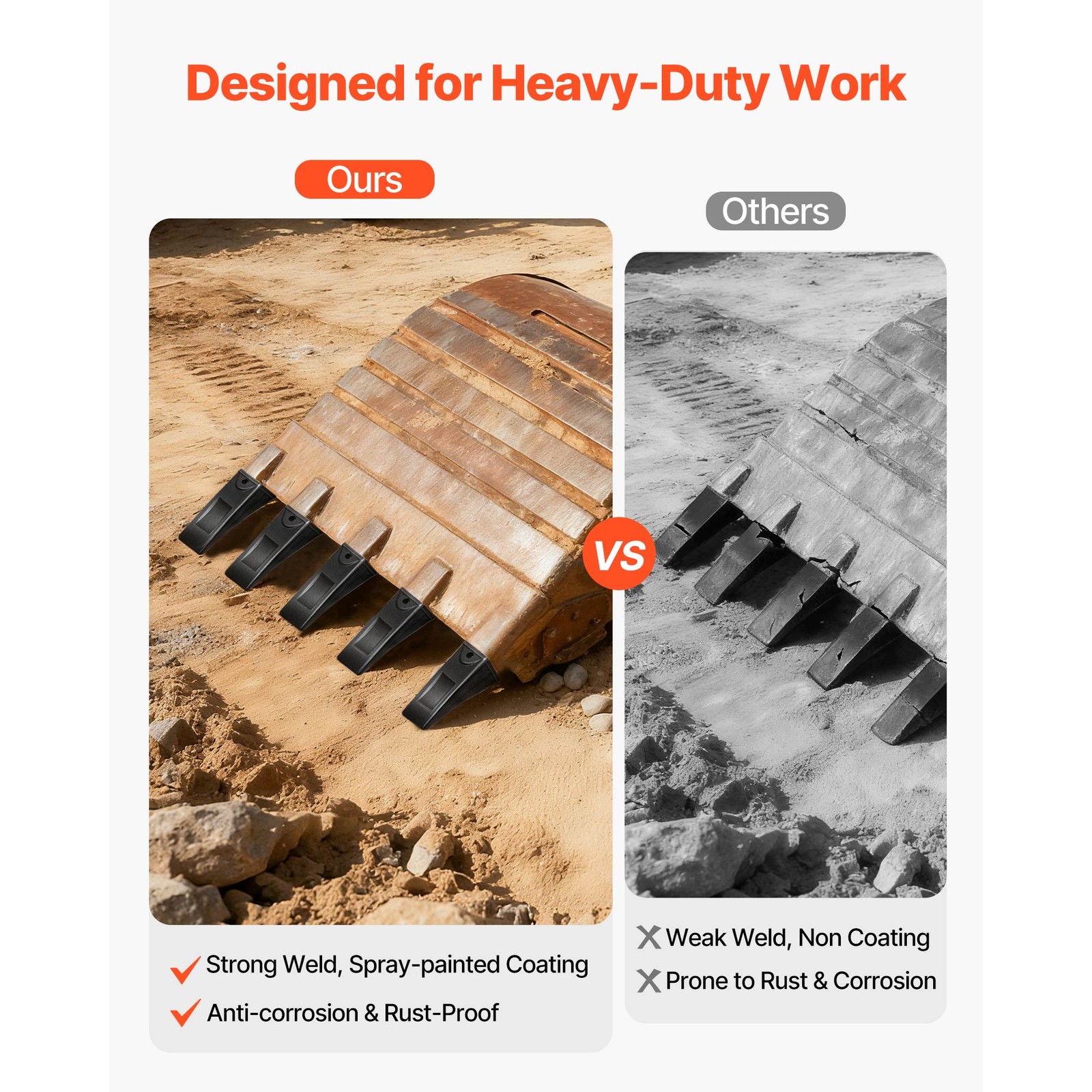 Uimoso 4 Pack X156L Bucket Teeth 5.3" with Pins for Excavator Skid Steer Backhoe