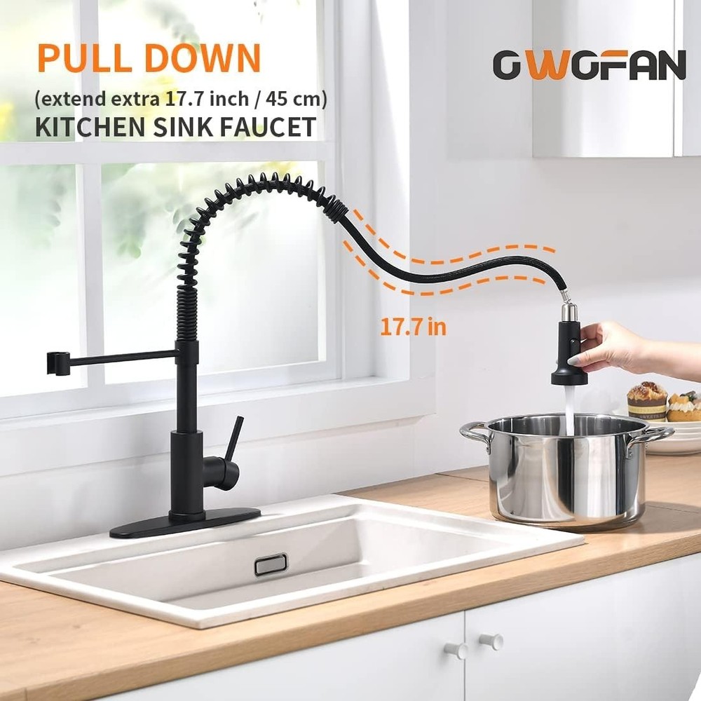 Classic Black Pull Down Kitchen Faucet - Easy Installation & Durable Performance